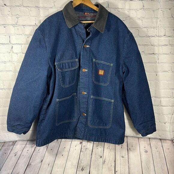 Vintage Big Ben Blanket Lined Barn Chore Jean Jacket Corduroy Collar - Picture 1 of 7